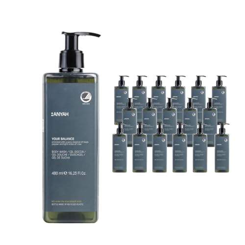 ANYAH Body Wash - Duschgel für Männer und Damen 480 ml - Hyaluronsäure-Vorläufer, Tiefenreinigung, nachhaltige XXL-Flasche aus recyceltem PET, Made in Italy von Anyah
