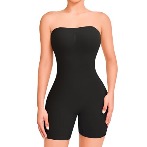 Anygirl Trägerloser Shapewear-Body, Bauchkontrolle, Ganzkörperformung, nahtlos, Po-Lifter, Mitte Oberschenkel, Overall, Tops, Schwarz, Small Anygirl Trägerloser Shapewear-Body, Bauchkontrolle, Ganzkörperformung, nahtlos, Po-Lifter, Mitte Oberschenkel, Overall, Tops, Schwarz, Small von Anygirl