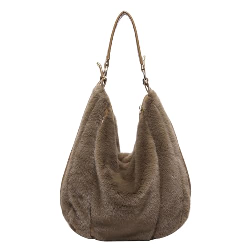 Anyhot Weiche Tragetasche für Damen, Pelz-Taschen für Damen, Tote Bag, aus Kunstfell, weiche und haarige Umhängetasche von Anyhot