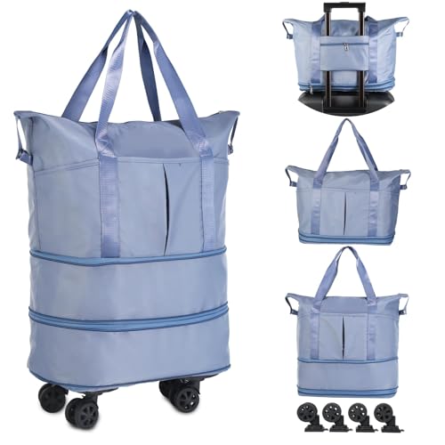 Reisetasche mit Rollen, erweiterbar, faltbar, mit Rollen für Reisen, Rollgepäck, Handgepäck, Reisetasche, große Wochenendtasche für Damen und Herren Reisetasche mit Rollen, erweiterbar, faltbar, mit Rollen für Reisen, Rollgepäck, Handgepäck, Reisetasche, große Wochenendtasche für Damen und Herren von Anyhot