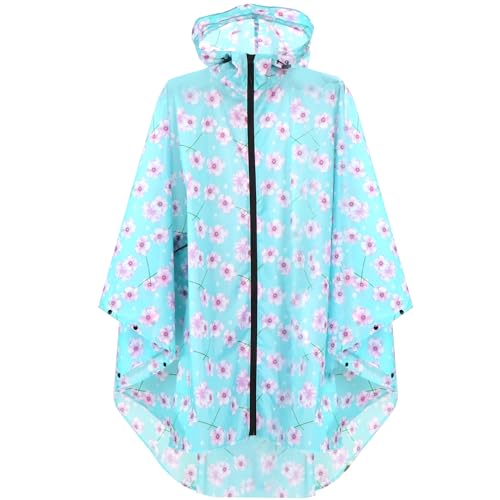 Anyoo Wasserdicht Radfahren Regen Poncho Portable Leichte Regenjacke Mit Kapuze Fahrrad Compact Regen Cape Wiederverwendbare Unisex für Backpacking Camping Outdoors,Lotus,Einheitsgröße von Anyoo