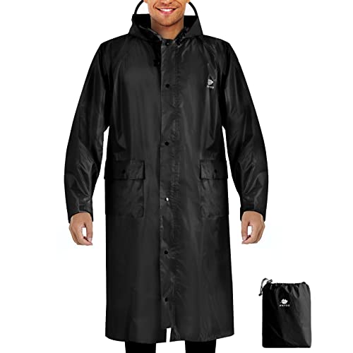 ANYOO Wasserdicht Regenmantel Radfahren Regen Poncho Portable Leichte Regenjacke Mit Kapuze Fahrrad Compact Regen Cape Wiederverwendbare Unisex für Backpacking Camping Outdoors,Schwarz,Einheitsgröße von ANYOO
