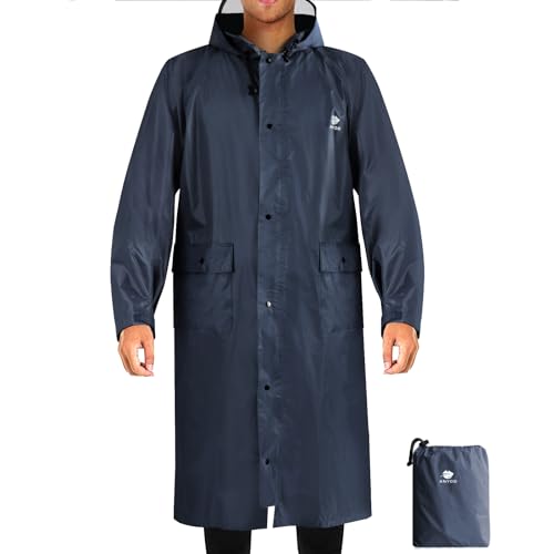 ANYOO Wasserdicht Regenmantel Radfahren Regen Poncho Portable Leichte Regenjacke Mit Kapuze Fahrrad Compact Regen Cape Wiederverwendbare Unisex für Backpacking Camping Outdoors,Grau,Einheitsgröße von ANYOO