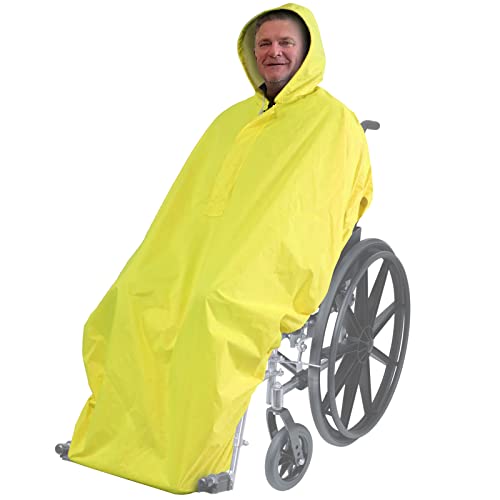 ANYOO Wasserdichte Poncho Abdeckung für Rollstühle Leichter Regenponcho Cape Shield mit Gummibändern Bietet Trockenschutz für Rollstühle, Gelb, Einheitsgröße von ANYOO