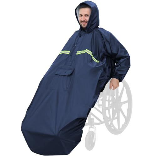 ANYOO Wasserdichte Rollstuhl Poncho Abdeckung mit Ärmeln, Leichter Regenponcho Cape Shield mit Gummibändern bietet Trockenschutz für Rollstühle, Gelb, Einheitsgröße von ANYOO