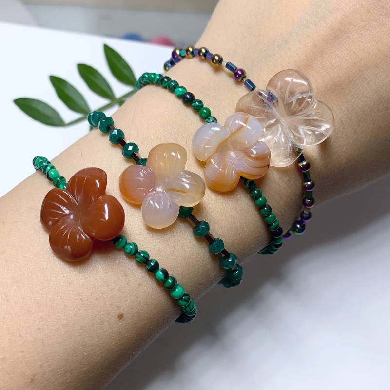 Achat, Bergkristall Blume Armband von AnyramJewellery