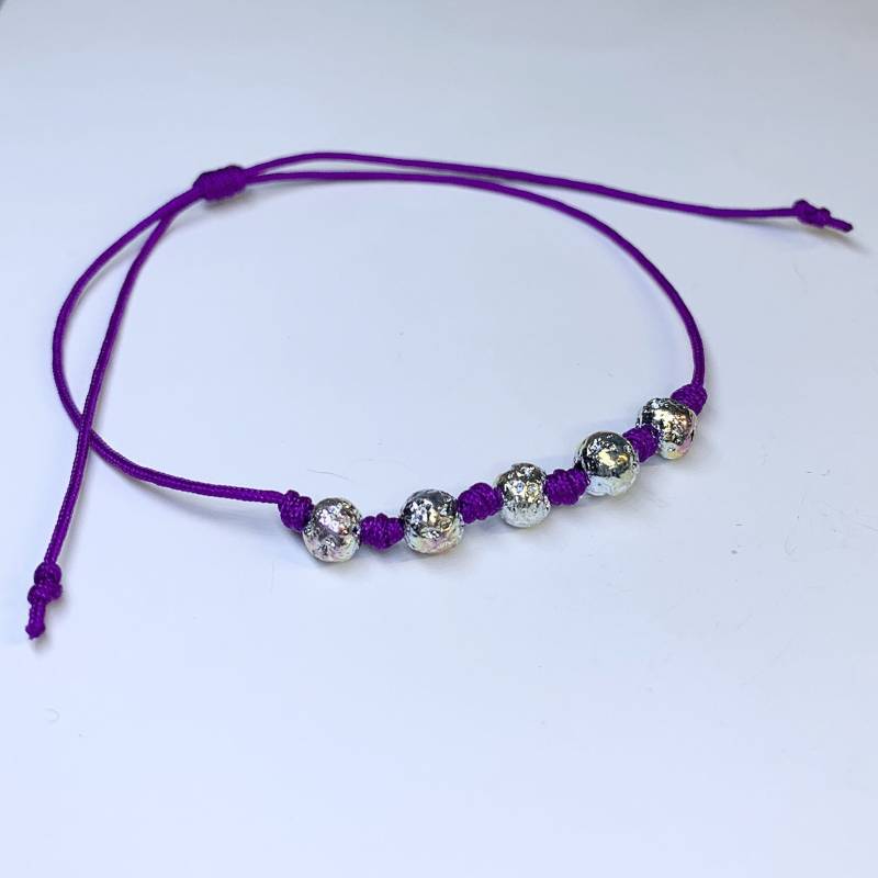 Armband Mit Naturstein Und Kordel in Farbe, 925 Silber Elemente von AnyramJewellery