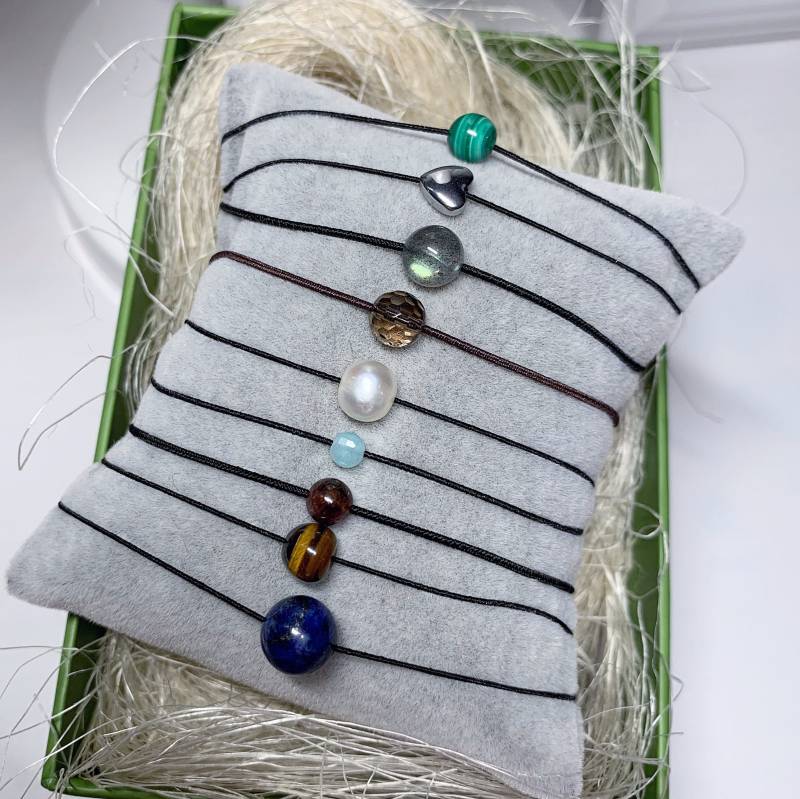 Armband Mit Natursteinen Citrin, Rauchquarz, Oder Tigerauge, Gummiband Braun 17 cm von AnyramJewellery