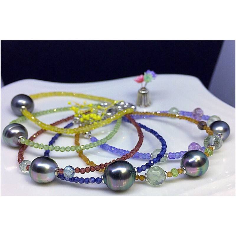 Armband Mit Tahitiperlen Und Edelsteinen, 925 Silber, Chic Elegant von AnyramJewellery