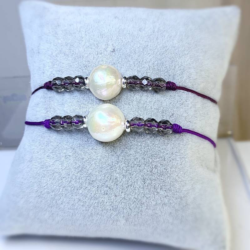 Baroque Zuchtperle, Rauchquarz Mit 925 Silber Elemente Und Nylonband in Farbe von AnyramJewellery