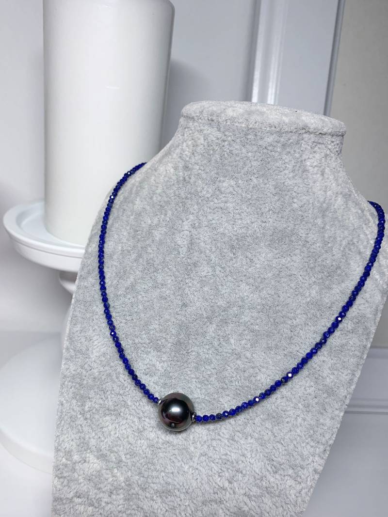 Edelsteinkette - Collier Mit Tahitiperle, 925 Silber Verschlüss von AnyramJewellery