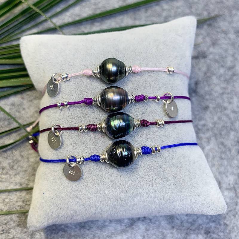Tahiti Zuchtperle Mit 925 Silber Elementen Armband, Nylon Kordel, Handarbeit Tahiti Zuchtperle Mit 925 Silber Elementen Armband, Nylon Kordel, Handarbeit von AnyramJewellery