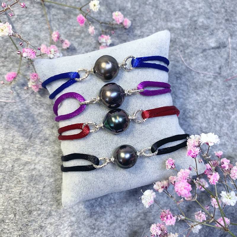 Tahitiperle Armband Mit Nylonband, 925 Silber von AnyramJewellery