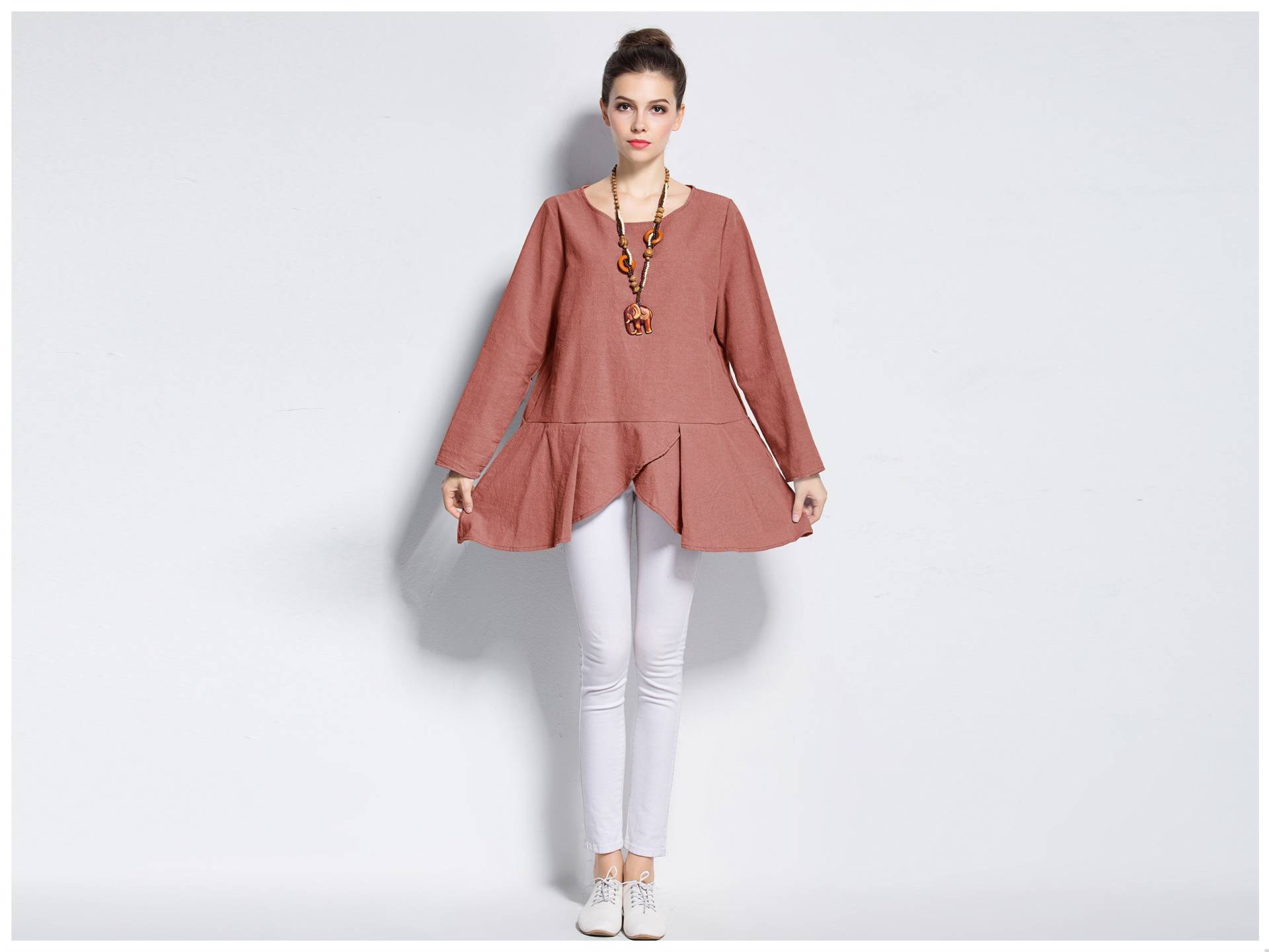 Aysize Spezielle Saum Design Leinenkleid Plus Größe Kleid Tops Kleidung Frühling Herbst F412N von Anysize