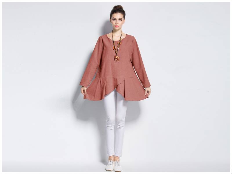 Aysize Spezielle Saum Design Leinenkleid Plus Größe Kleid Tops Kleidung Frühling Herbst F412N von Anysize