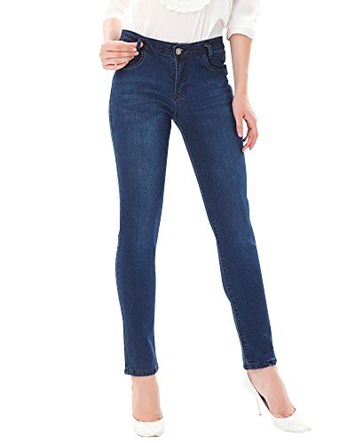 Anyu Damen Skinny Jeanshose Stretch Skinny Jeans Straight Leg Normaler Bund Slim Fit Hose Blau 38 von Anyu