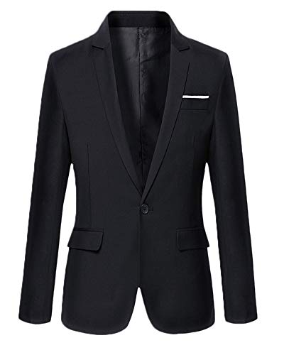 AnyuA Herren Classic Langarm Sakko Elegant Business Freizeit Blazer Schwarz L von AnyuA