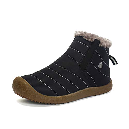 AnyuA Herren Damen Winterschuhe Warm Gefütterte Boots Stiefelette Outdoor Knöchelhoch Slip on Schneestiefel Winter Schuhe Schwarz 41 von AnyuA