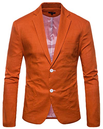 AnyuA Herren Nehmen Passender Beiläufiger EIN Knopf Langarm Sakko Orange 2XL von AnyuA