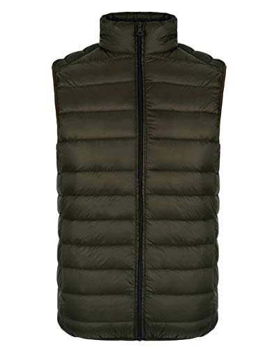 AnyuA Herren Slim Fit Ärmellos Parka Winter Jacke Steppweste Stehkragen Übergangs Daunen Weste Armee-Grün 2XL von AnyuA