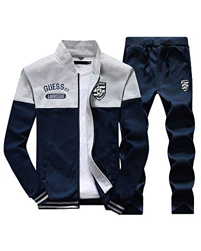 AnyuA Herren Trainingsanzug Sportanzug Jogginganzug Freizeit Jacke Hose See-Blau XL von AnyuA