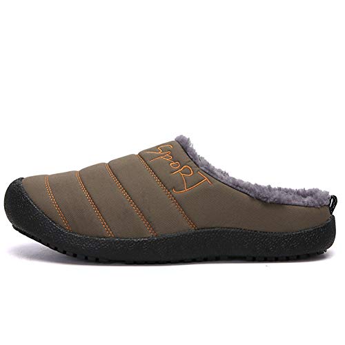 Unisex Winter Wärme Hausschuhe Bequem Plüsch Home Rutschfeste Slippers Wasserdicht Baumwolle Pantoffeln Armee Grün 40 von AnyuA