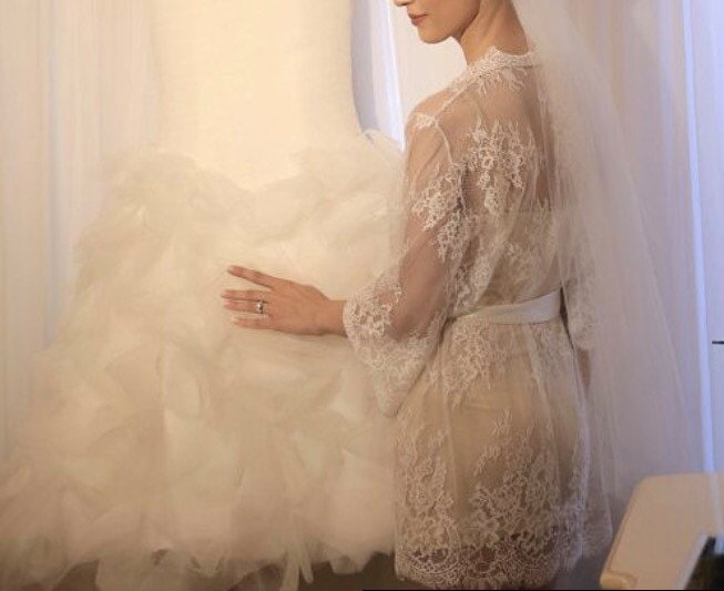 Braut Kimono Elfenbeinfarbener Spitzen-Brautmantel Für Die Braut Kimono Elfenbeinfarbener Spitzen-Brautmantel Für Die von AnyutasCouture