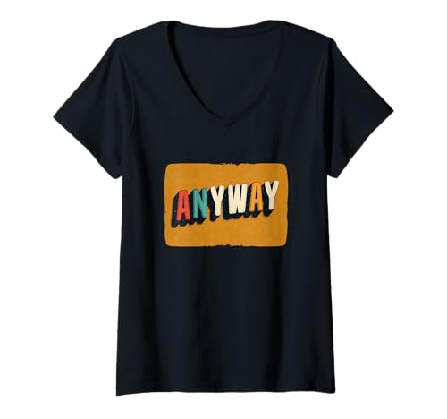 Damen Schönes, buntes Anyway-Kostüm für Statement-Liebhaber T-Shirt mit V-Ausschnitt Damen Schönes, buntes Anyway-Kostüm für Statement-Liebhaber T-Shirt mit V-Ausschnitt von Anyway Outfit