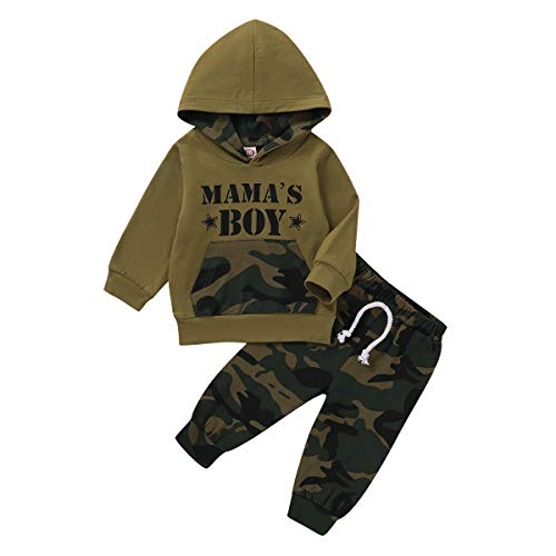 2 stücke Säugling Kleinkind Baby Jungen Mädchen Brief T-Shirt Tops Camo Hosen Böden Kleidung Set,Camouflage A#1,12-18 Monate (Tag 90) von Anywow