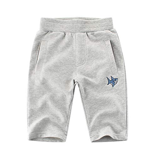 Anywow Kleinkind Jungen Shark 3/4 Hosen Kinder Sommer Cropped Hosen Kinder kleine Jungen Stretchy Bund Sport Casual Jogger Hosen von Anywow