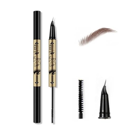 Multifunktion Mascara/Wimperntusche mit Augenbrauenstift Eyeliner, Schwarze Mini-Bürste für untere Wimpern, Dreifarbige Ultrafeine Augenbrauenstifte, Wasserdicht & Lang anhaltend (Dunkelbraun) von Anyzoo