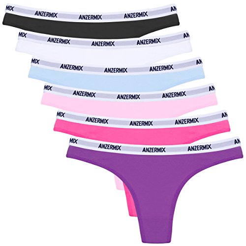 ANZERMIX Damen 6er Pack Baumwolle String Carousel Thong (Basic, Large) von ANZERMIX