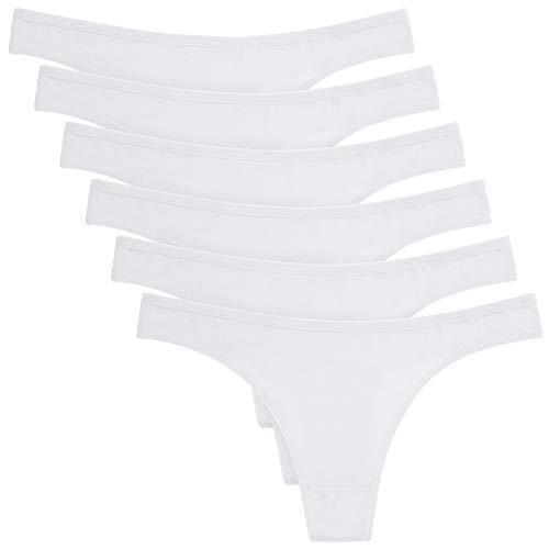 ANZERMIX Damen 6er Pack Baumwolle Thong Unterwäsche Assorted (6-Pack White, X-Large) von ANZERMIX