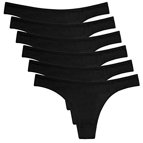 ANZERMIX Damen 6er Pack Baumwolle Thong Unterwäsche Assorted (Black 6PacK, Small) von ANZERMIX