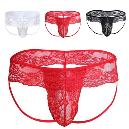 Anzhee Jockstrap Herren Pouch String Tanga Höschen Tangas Unterwäsche für Männer Sportunterwäsche mit Strumpfband 1 Stück Rot von Anzhee