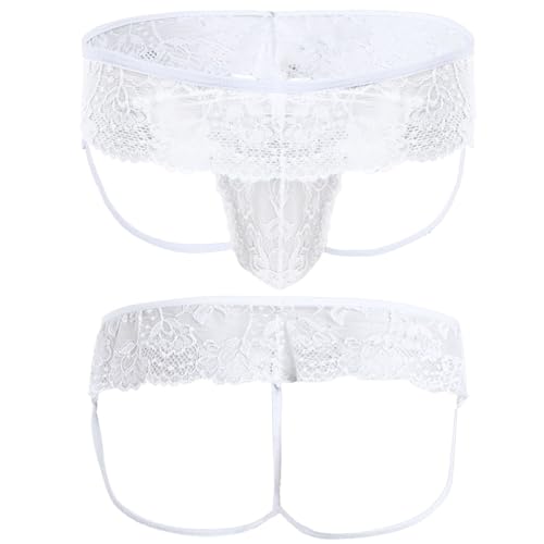 Anzhee Jockstrap Spitze String Tanga für Herren sexy Sissy Pouch Slips Unterwäsche Männer Thong Sport G-String Sportunterwäsche mit Strumpfband von Anzhee