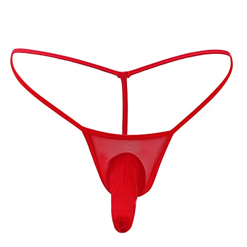 Anzhee Sexy Herren String Tanga für Männer Thong Elefanten Pouch Slips G-String Mankini Unterhosen Rot 1 Pack von Anzhee