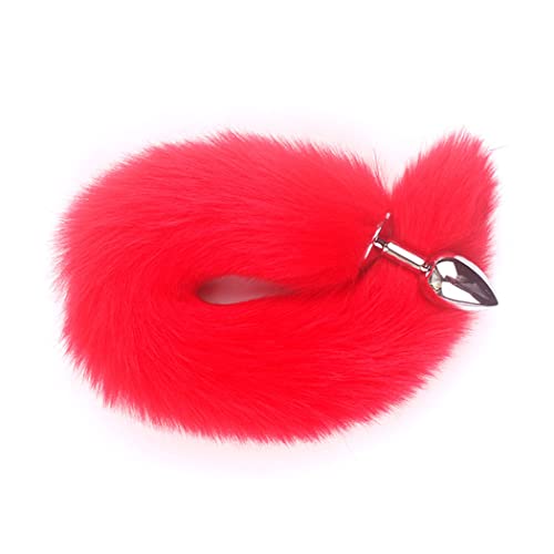 Fuchsschwanz Soft Faux Furry Fuchsschwanz mit Edelstahl Analplug Cosplay Fox Wolf Tail für Frauen Rot von Anzhee