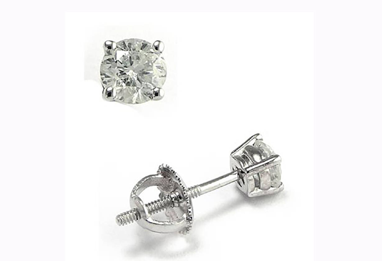 0, 60 Karat Diamanten 14K Weißgold Ohrstecker Ohrringe E479 von AnzorJewelry