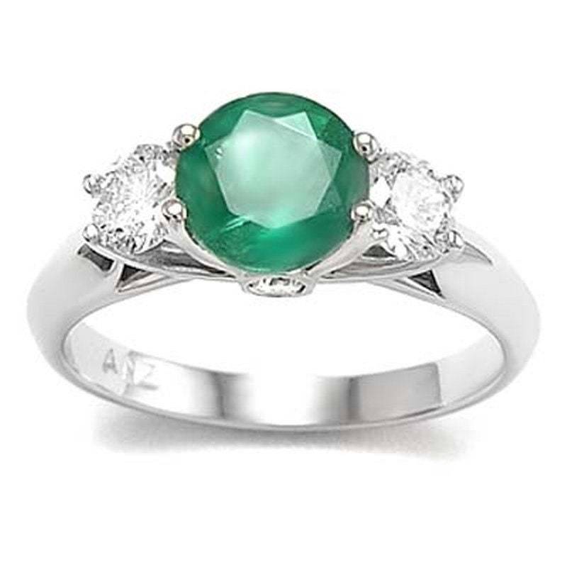 0, 62Ctw 14K Weißgold Diamant Drei-stein Smaragd Verlobungsring von AnzorJewelry