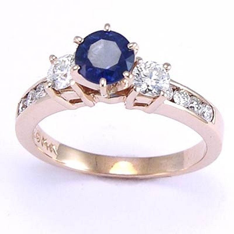 0, 72 Ct 14 K Rose Golddiamant Und Saphir Engagement Ring von AnzorJewelry