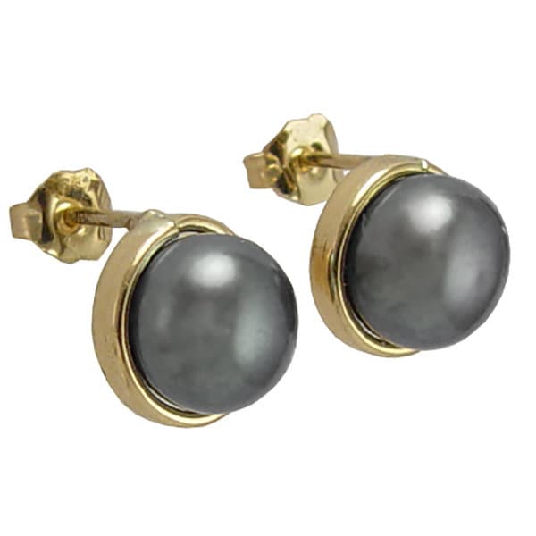 14 K Gold 8mm Gestüt Schwarze Perle Ohrringe E206 von AnzorJewelry