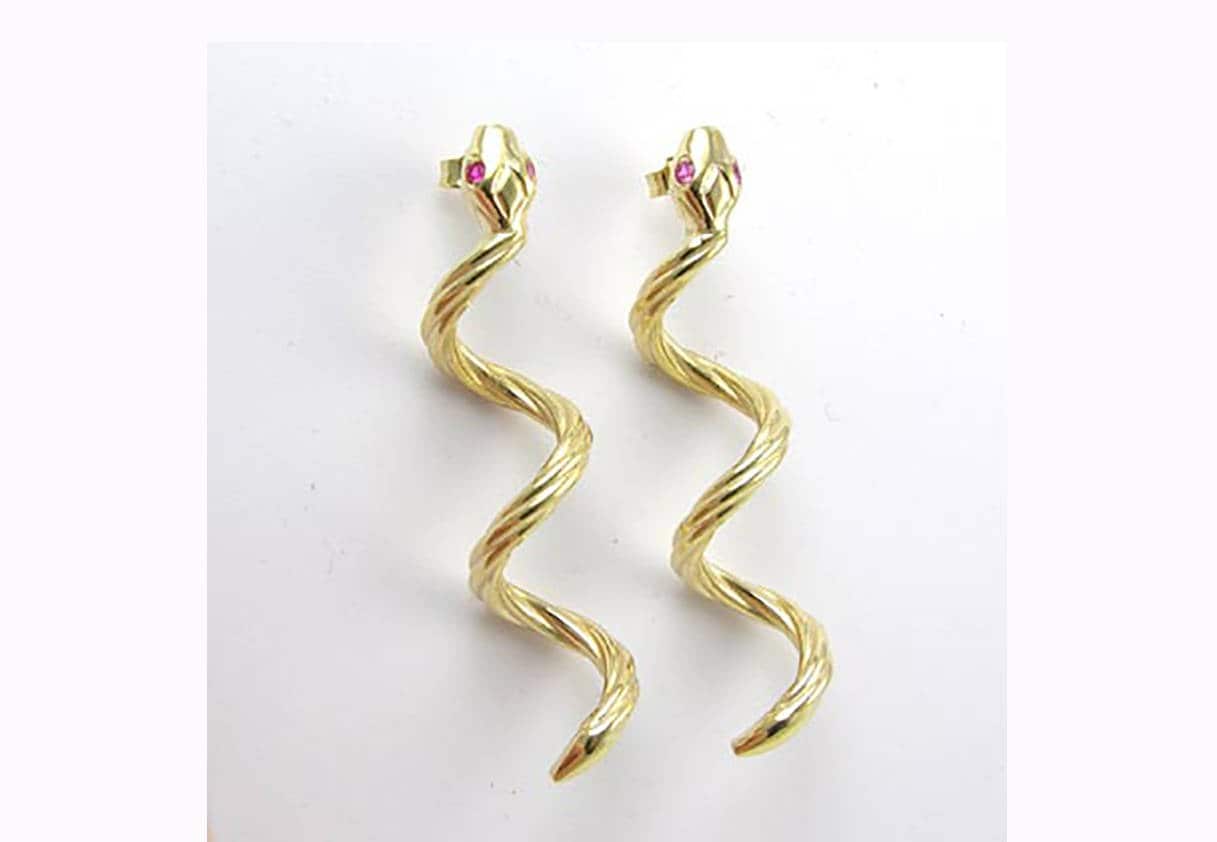 14K Gold Rubinauge Schlangen Ohrringe #e437 von AnzorJewelry