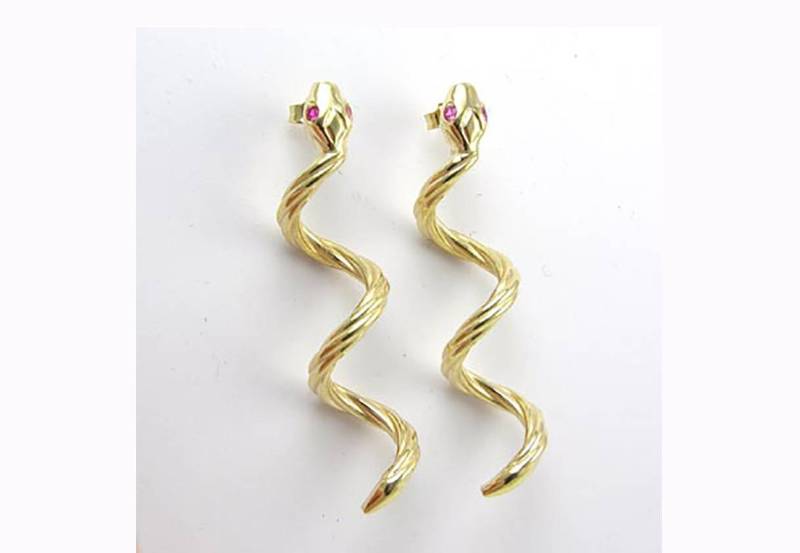 14K Gold Rubinauge Schlangen Ohrringe #e437 von AnzorJewelry