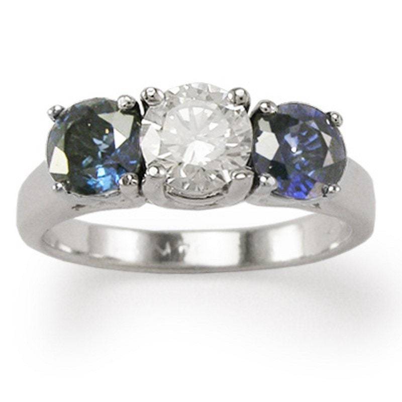 14 K Gold Saphir Diamant Drei Stein Ring 1, 38 Ct von AnzorJewelry