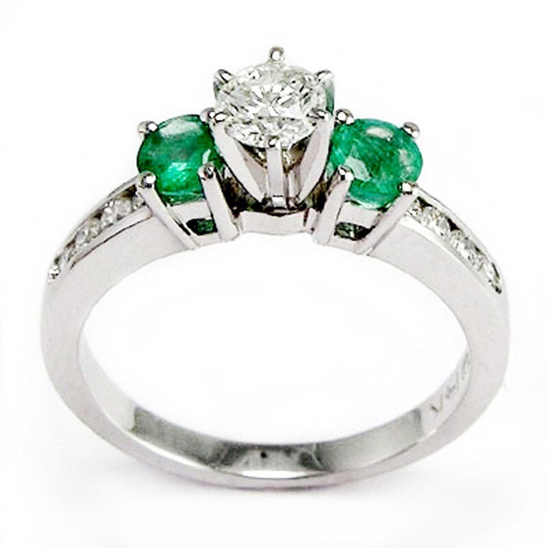 14 K Gold Smaragd Diamant Verlobungsring 0, 68 Ct von AnzorJewelry