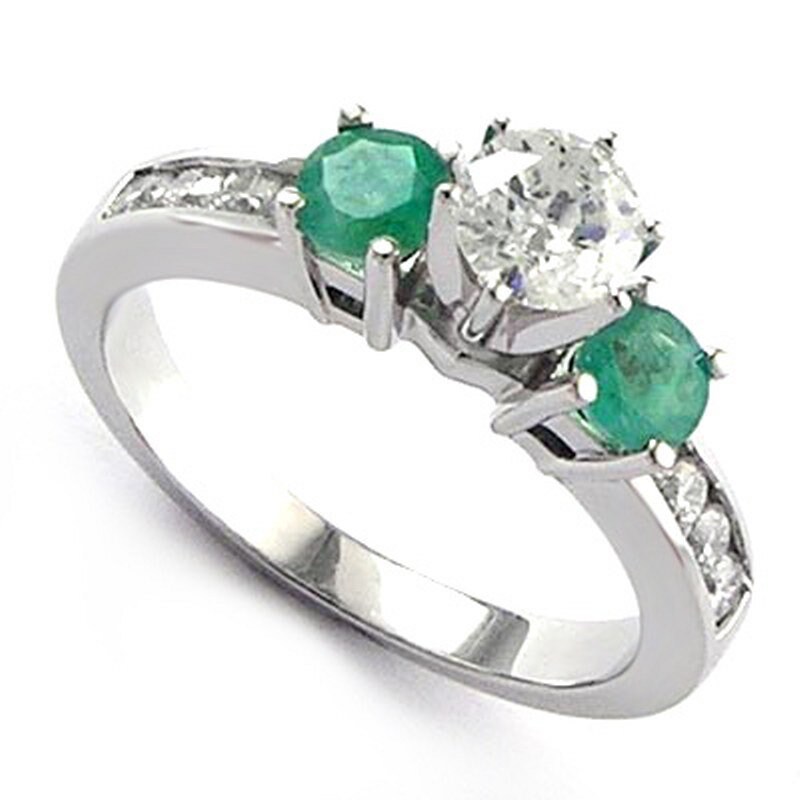 14 K Gold Smaragd Diamant Verlobungsring 0, 78 Ct von AnzorJewelry