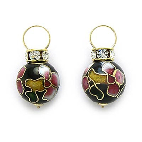 14 K Gold Swarovski Kristall Cloisonne Ohrring Anhänger E644 von AnzorJewelry