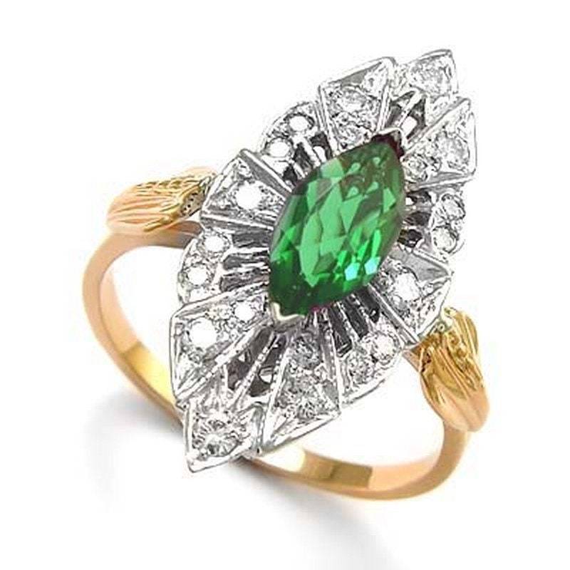 14 K Rosa Und Weiß Gold Diamant Cr Smaragd Ring von AnzorJewelry