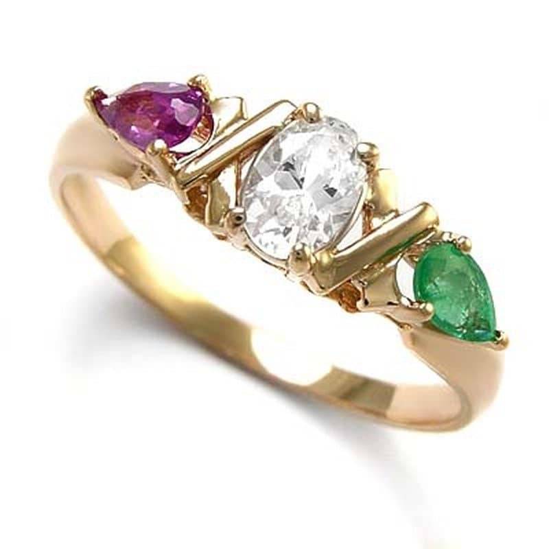 14 K Rose Gold Mutter Ring Zirkonia Smaragd Cr Alexandrit von AnzorJewelry